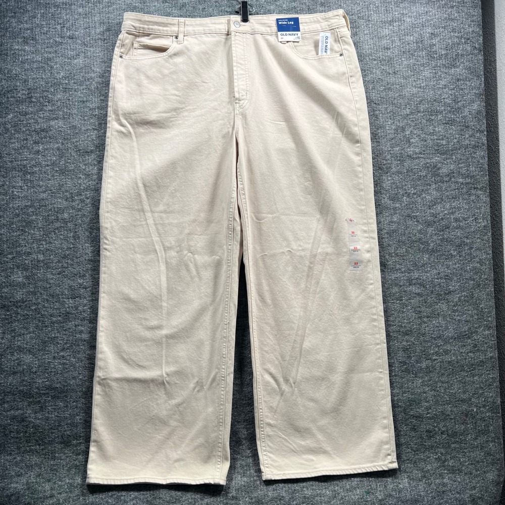 Old Navy Extra High-Rise Wide Leg Jeans Beige Tan Size 22 863374-00-1 2202